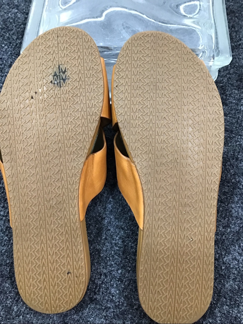Michael Michael  Kors Cognac Somerly Leather Crossband Slide Sandals 7.5 - Picture 8 of 9
